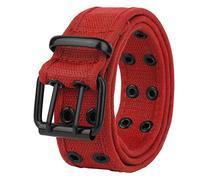 Gelante Canvas Double Grommet Hole Belt 12 Colors, Red, L