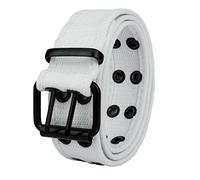 Gelante Canvas Double Grommet Hole Belt 12 Colors, White, XL