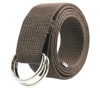 Gelante Canvas Web D Ring Belt Silver Buckle Military Style for men & women 1 or 3 pcs, Coffee, L/XL (36"-42" Waist)