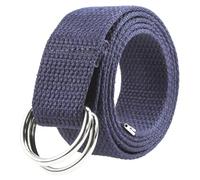 Gelante Canvas Web D Ring Belt Silver Buckle Military Style for men & women 1 or 3 pcs, Navy, L/XL (36"-42" Waist)