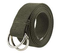 Gelante Canvas Web D Ring Belt Silver Buckle Military Style for men & women 1 or 3 pcs, Olive, S/M (30"-35" Waist)