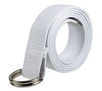 Gelante Canvas Web D Ring Belt Silver Buckle Military Style for men & women 1 or 3 pcs, White, L/XL (36"-42" Waist)
