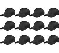 Gelante Plain Blank Baseball Caps Adjustable Back Strap Wholesale LOT 12 PC'S, Black, One Size
