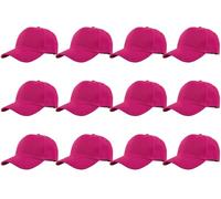 Gelante Plain Blank Baseball Caps Adjustable Back Strap Wholesale LOT 12 PC'S, Hot Pink, One size