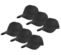 Gelante Plain Blank Baseball Caps Adjustable Back Strap Wholesale Lot 6 Pack, Black, One Size