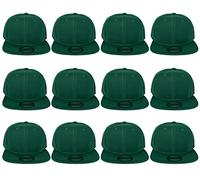 Gelante Plain Blank Flat Brim Adjustable Snapback Baseball Caps Wholesale LOT 12 Pack, Dark Green, One Size