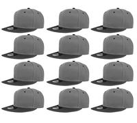 Gelante Plain Blank Flat Brim Adjustable Snapback Baseball Caps Wholesale LOT 12 Pack, Light Gray/Black, One Size