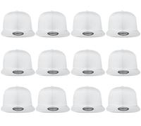Gelante Plain Blank Flat Brim Adjustable Snapback Baseball Caps Wholesale LOT 12 Pack, White., One Size