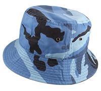 Gelante Solid Color 100% Cotton Bucket Hat for Women and Men Packable Travel Summer Beach Hat, Blue Camo, S-M