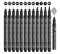 Gelanty Black Fineliner Pens Set 12 Pack Fineliners Technical Drawing Pens, Micro Liner Art Pens for Artist, Brush Pens for Art Sketching, Technical Drawing, Illustration, Comic