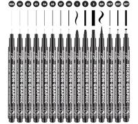 Gelanty Black Fineliner Pens Set 15 Pack Fineliners Technical Drawing Pens, Micro Liner Art Pens for Artist, Brush Pens for Art Sketching, Technical Drawing, Illustration, Comic