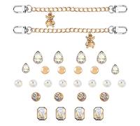 Gelasgo 24 PCS Shoe Decoration Charms Bling Crystal Diamond Shoes Charms for Women Pearl Jewelry Charms Wristband Accessories Party Favors Mother's Day Gift(bear)