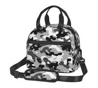 Gelasgo Camouflage Insulated Lunch Bag, Reusable Portable Thermal Leak-Proof Waterproof Lunch Tote for Kids/Adults,Detachable Strap, Spacious Compartment for School, Office & Picnics (9x5x7.8in)