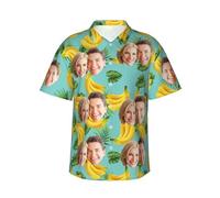 Gelasgo Custom Hawaiian Shirt for Men with Face Personalised Tropical Floral Button Down Shirts W/Pet BF Husband's Photo Beach Shirt