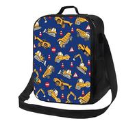 Gelasgo Engineering Vehicle Insulated Lunch Bag Thermal Reusable Lunch Tote with Adjustable Strap,Leak-Proof Design for School,Office & Picnic