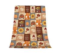 Gelasgo Fall Throw Blanket Pumpkin Maple Leaf Gnome Truck Ultra Soft Flannel Blanket,Cozy Warm Lightweight Gift for Adults Kids,Machine Washable Couch Bed Blankets 100x130cm