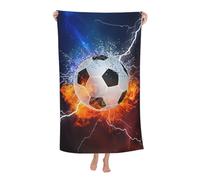 Gelasgo Flame Soccer Microfibre Beach Towel - 60"x30" Large Lightweight Soft Quick-Dry Towel for Adults, Ultra Absorbent & Dual-Sided Sand Free - Perfect for Beach, Pool, Travel & Cozy Blanket