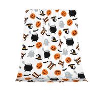 Gelasgo Halloween Throw Blanket Witch Hat Pumpkin Bat Ultra Soft Flannel Blanket,Cozy Warm Lightweight Gift for Adults Kids,Machine Washable Couch Bed Blankets 100x130cm