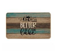 Gelasgo Life is Better at the Lake Washable Door Mat Indoor - Machine Washable, Ultra Thin Non-Slip Doormat for Front/Back Door & Kitchen | Pet Friendly 43x75cm (17x30in)