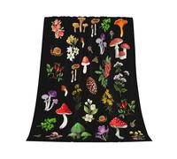 Gelasgo Mushroom Plants Throw Blanket Ultra Soft Flannel Blanket, Cozy Warm Lightweight Gift for Adults Kids, Machine Washable Couch Bed Blankets 100x130cm
