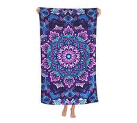 Gelasgo Purple Flowers Microfibre Beach Towel - 52"x32" Large Lightweight Soft Quick-Dry Towel for Adults, Ultra Absorbent & Dual-Sided Sand Free - Perfect for Beach, Pool, Travel & Cozy Blanket
