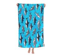 Gelasgo Shark Microfibre Beach Towel - 60"x30" Large Lightweight Soft Quick-Dry Towel for Adults, Ultra Absorbent & Dual-Sided Sand Free - Perfect for Beach, Pool, Travel & Cozy Blanket