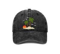 Gelasgo Unisex Palm Tree Hat Baseball Cap Sun Protection for Women & Men Lightweight Cotton Adjustable Metal Snapback Outdoor Sports(Black)