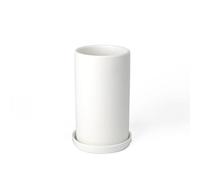 GELASIGE Flower Pots Modern Simple Square Cylindrical Green Plant Succulent Ceramic Flowerpot With Tray Outdoor Flower Pots(B)