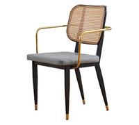 GELASIGE Office Chair Scandinavian Light Luxury Dining Chair Household Chair Iron European Rattan Chair Hotel Coffee Shop Leisure Chair Home Office Desk Chairs
