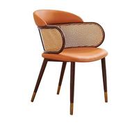 GELASIGE Office Chair Scandinavian Light Luxury Rattan Dining Chair Household Restaurant Backrest Chair Retro Cafe Armrest Single Chair Home Office Desk Chairs