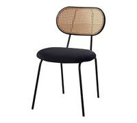 GELASIGE Office Chair Simple Rattan Chair Wind Living Room Leisure Retro Household Dining Chair Stainless Steel Restaurant Backrest Chair Home Office Desk Chairs