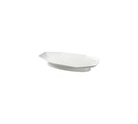 GELASIGE Plates 12-inch Hotel Kitchen Tableware White Porcelain Rectangular High-Foot Fish Plate Steamed Dish Club Creative Octagonal Strip Long Dinnerware Plates(12 in)