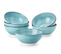 GELASIGE Plates 6 Piece 840ML Ceramic Bowl Handpainted Stoneware Dinnerware Set Tableware Set Salad/Soup/Fruit/Noodle/Ramen Dinnerware Plates