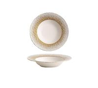 GELASIGE Plates Phnom Penh Western Ceramic Tableware Relief Creative Soup Plate Restaurant Pasta Salad Plate Dinnerware Plates(A)