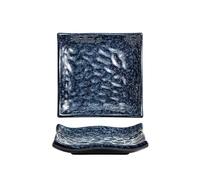 GELASIGE Plates Retro Ceramic Plate Sushi Plate Dessert Snack Plate Hammer Patterned Square Plates Restaurant Cuisine Tableware Dinnerware Plates(A 6inch)