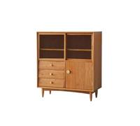 GELASIGE Sideboard Cabinet 90x40x100cm Solid Wood Sideboard Cherry Restaurant Storage Table Simple Log Furniture Japanese Style Small Apartment Sideboard Cabinet With Storage
