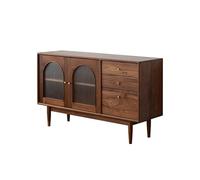 GELASIGE Sideboard Cabinet Black Walnut Simple Restaurant Bar Storage Sideboard, Japanese Cafe Glass Table Home Entrance Decoration Furniture Sideboard Cabinet With Storage(140x40x81cm)
