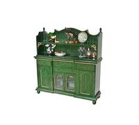 GELASIGE Sideboard Cabinet Countryside Solid Wood High Cabinet Against The Wall Kitchen Rack Wine Storage Porch Retro Green Furniture Sideboard Cabinet With Storage
