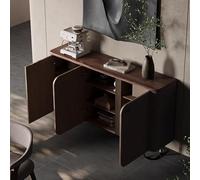 GELASIGE Sideboard Cabinet Sideboard Simple Wall-mounted Modern Black Walnut Solid Wood Dining Room Corridor Rack Entrance Decoration Furniture Sideboard Cabinet With Storage(180x35x90cm)