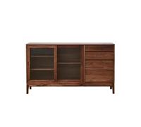 GELASIGE Sideboard Cabinet Solid Wood Sideboard Black Walnut Tea Porch Storage Table Simple Living Room Furniture Display Sideboard Cabinet With Storage(160 * 40 * 90cm)