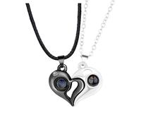 Gelb&Schwarz A Letter Necklace Magnetics Couple Necklace For Him And Her I You Necklace 100 Languages Magnetics Necklace Bracelets For Women Men Gift Womens Necklace (D-D, One Size)