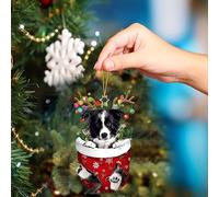 Gelb&Schwarz Christmas Dogs Ornament - Red Schnoodle in Snow - Acrylic - 6 Pack - Hanging Ornaments - Christmas, Birthday, Valentine's Day