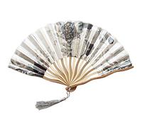 Gelb&Schwarz Rechargeable Handheld Fan Held Hand Paper Chinese Decor Fan Party Wedding Style Fan Folding Fans Desk Fan Silent