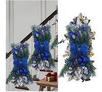 Gelb&Schwarz Wreath Prelit Stairway Trim,Christmas Garland with Lights Cordless Prelit Stairs Decoration Holiday Classics Stair Christmas for Stairs Fireplaces Garden (Blue #1, 50cm)
