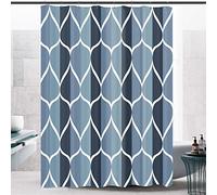 Gelbchu Aegean Blue Fabric Bath Shower Curtain W 54 x H 72,Waterproof Design and Polyester, Quick-Drying, Heavy Weight, Stall Size Shower Curtains Set for Bathroom,Machine Washable with 8 Hooks