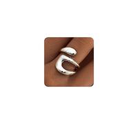 Gelbesty Waterproof Gold Statement Rings for Women, 14K Gold Chunky Open Stackable Rings Non Tarnish Fashion Adjustable Stainless Steel Pinky Knuckle Signet Vintage Ring Jewelry Size 5-11, 8 UK, Metal