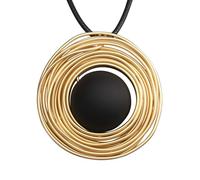 GelConnie Boho Necklaces for Women Leather Pendent Necklace Wrap Around Necklace Gold Circles Stone Black String Necklace With Pendant
