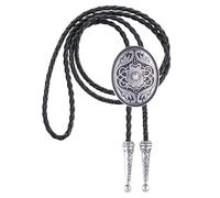 GelConnie Floral Bolo Tie for Men Womens Bolo Tie Necklace Native American Black Men's Bolo Ties Western Cowboy Bolero Ties, Unique Flower Bolo Tie - Silver, Adjustable