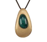 GelConnie Gold Statement Necklace for Women Green Stone Teardrop Pendant