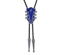 GelConnie Guitar Bolo Tie Western Cowboy Rodeo Bolo Tie for Men Women Leahter Necktie Necklace Wedding Bola Ties, Blue Bolo Tie, Medium